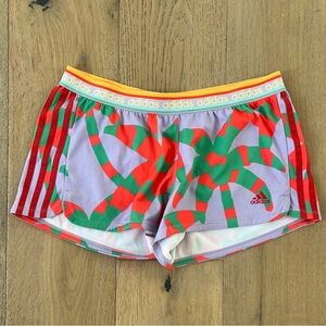 FARM Rio Vibrant Palm Tree Athletic Shorts Adidas Collab Women's Size Medium